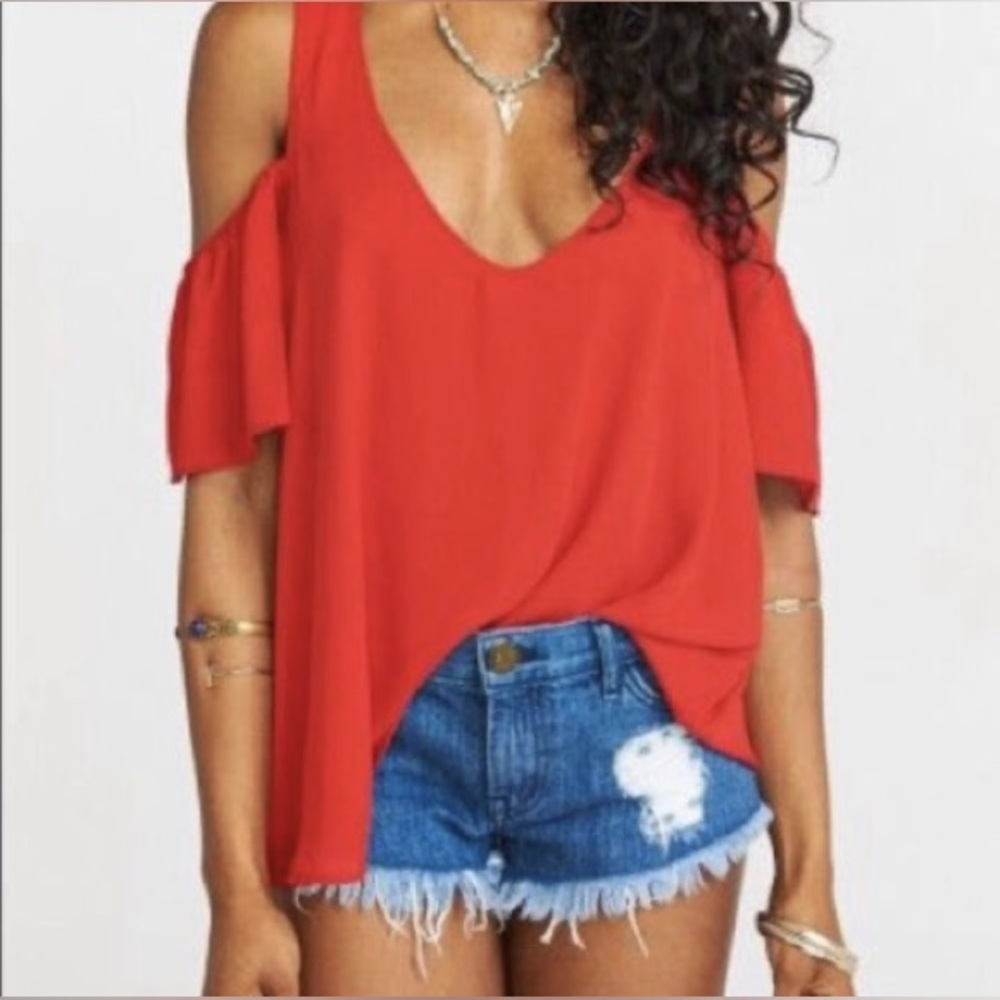 Show Me Your MuMu Red Cold Shoulder Tee